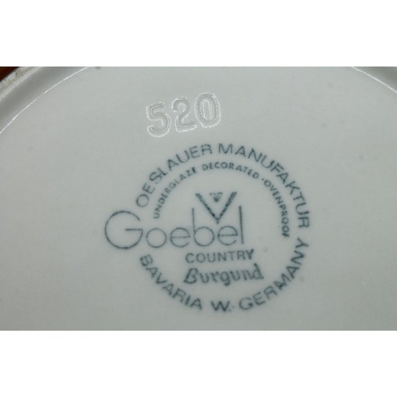Vintage Goebel Country Burgund 8" Vegetable Serving Bowl - West Germany - Picture 6 of 11